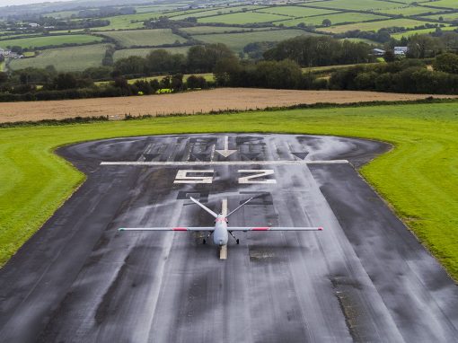 Elbit Systems Hermes 900 on the runway at Aberporth airport