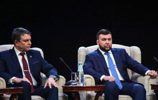 Liderii republicilor autoproclamate Lugansk și Donetsk, Leonid Pasechnik și Denis Pushilin